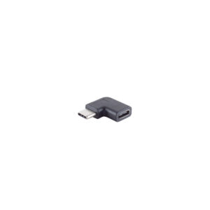 מתאם USB-C זוויתי שחור עם חיבור זכר ונקבה, אידיאלי לחיבור נוח וחסכוני במקום למכשירים ניידים